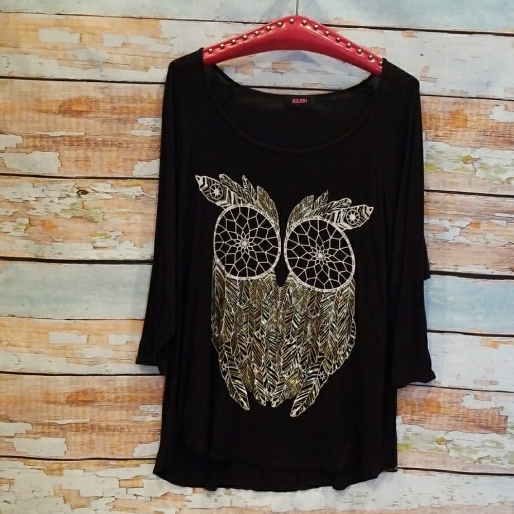 BARELY WORN Krush Brand 3X Black/Gold "Owl" Tee!
